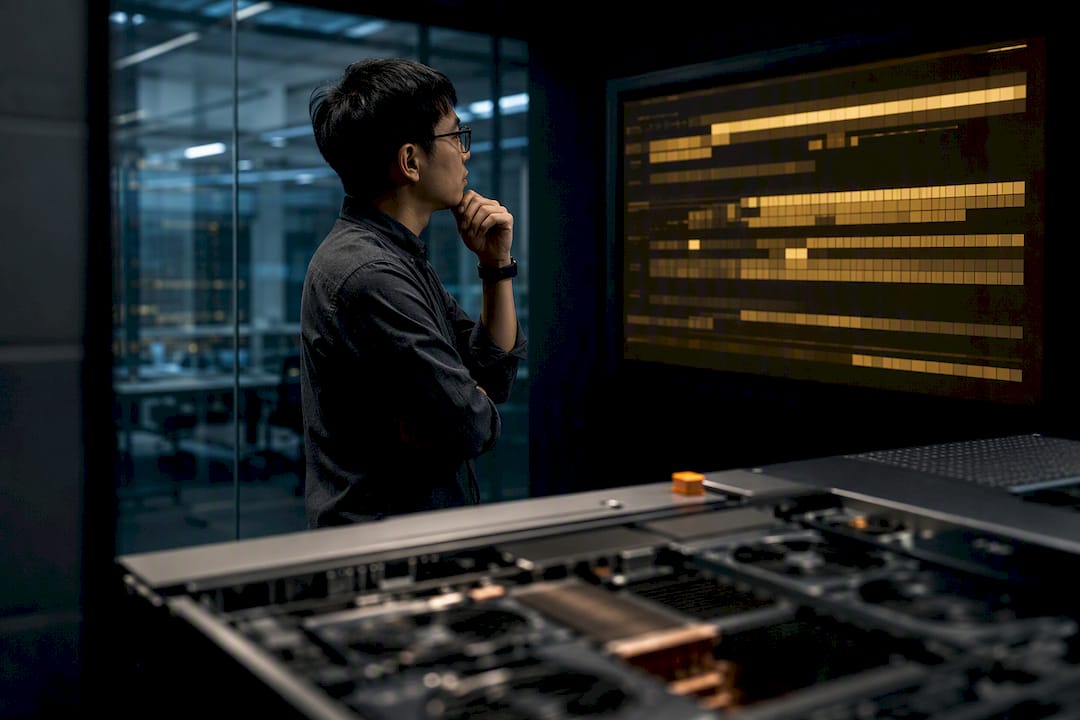 Engineer reviewing transformer inference context
